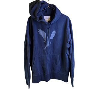 American Eagle Hoodie M Navy Blue Big Logo Super Soft Pullover Hooded Sweatshirt